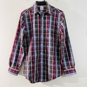 Brooks Brothers 1818 Regent The Original Polo Shirt Non-Iron Plaid Purple/Red S